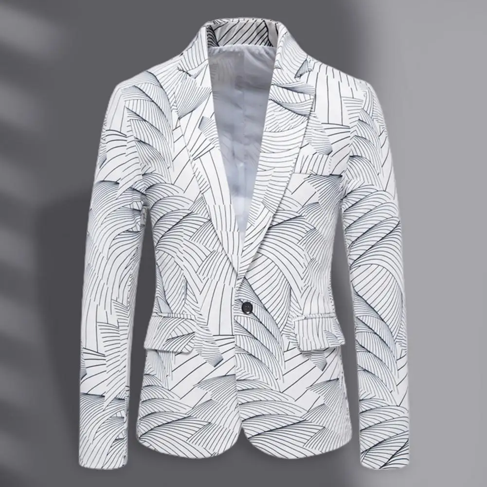 

Autumn Popular Striped Lapel Suit Jacket Temperament Men Blazer Long Sleeve for Daily Wear