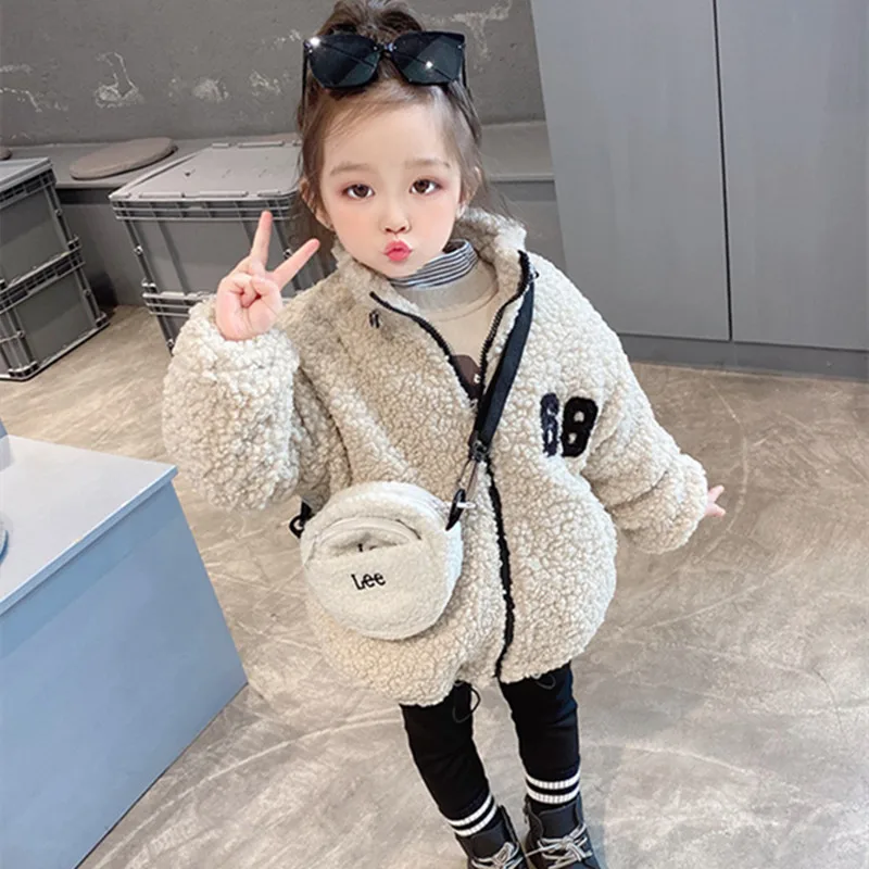 

Пальто для девочек, куртка, хлопковая верхняя одежда, утепленные бархатные зимние костюмы с 2022 буквами, Рождественская ветрозащитная детск...