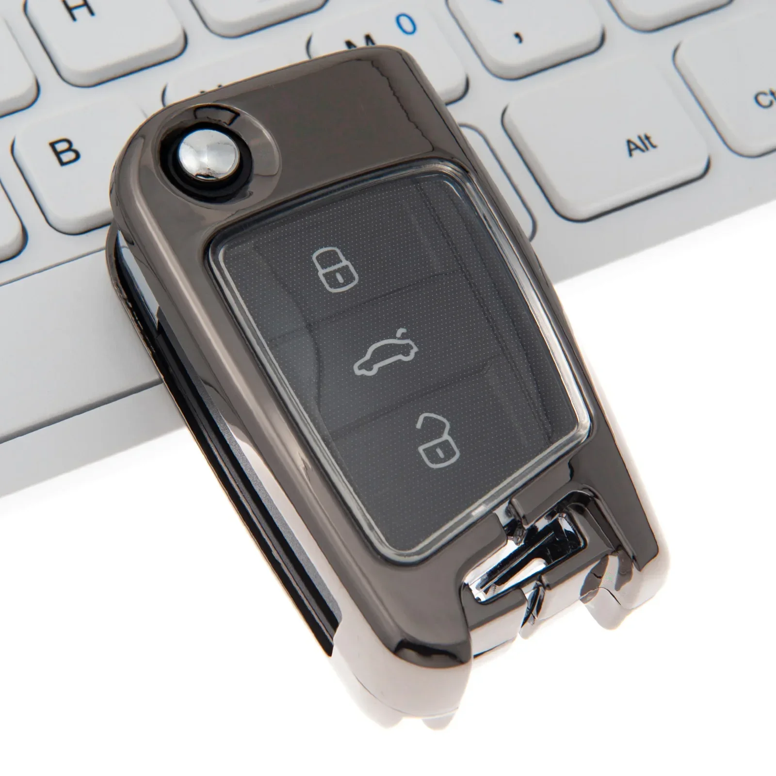 

Металлический черный автомобильный флип-брелок для VW T-Roc Tiguan Polo MK6 Jetta GLI Golf MK7 Atlas Superb Scala Octavia MK3 Kodiaq