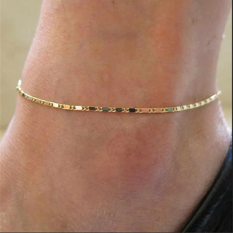 

TOBILO Gold Color Chain Anklet For Women Summer Beach Foot Jewelry On The Leg Minimalist Anklets Female