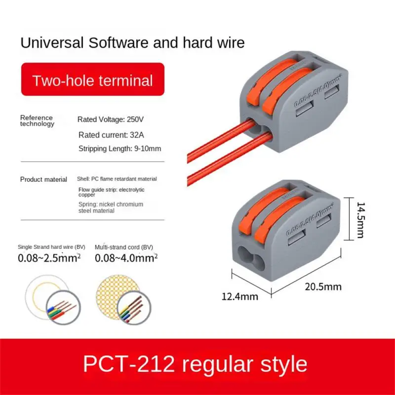

Universal Wire Connector Electric Cable Strip Mini Cage Spring Universal Compact Quick Wiring Conductors Push-in Terminal