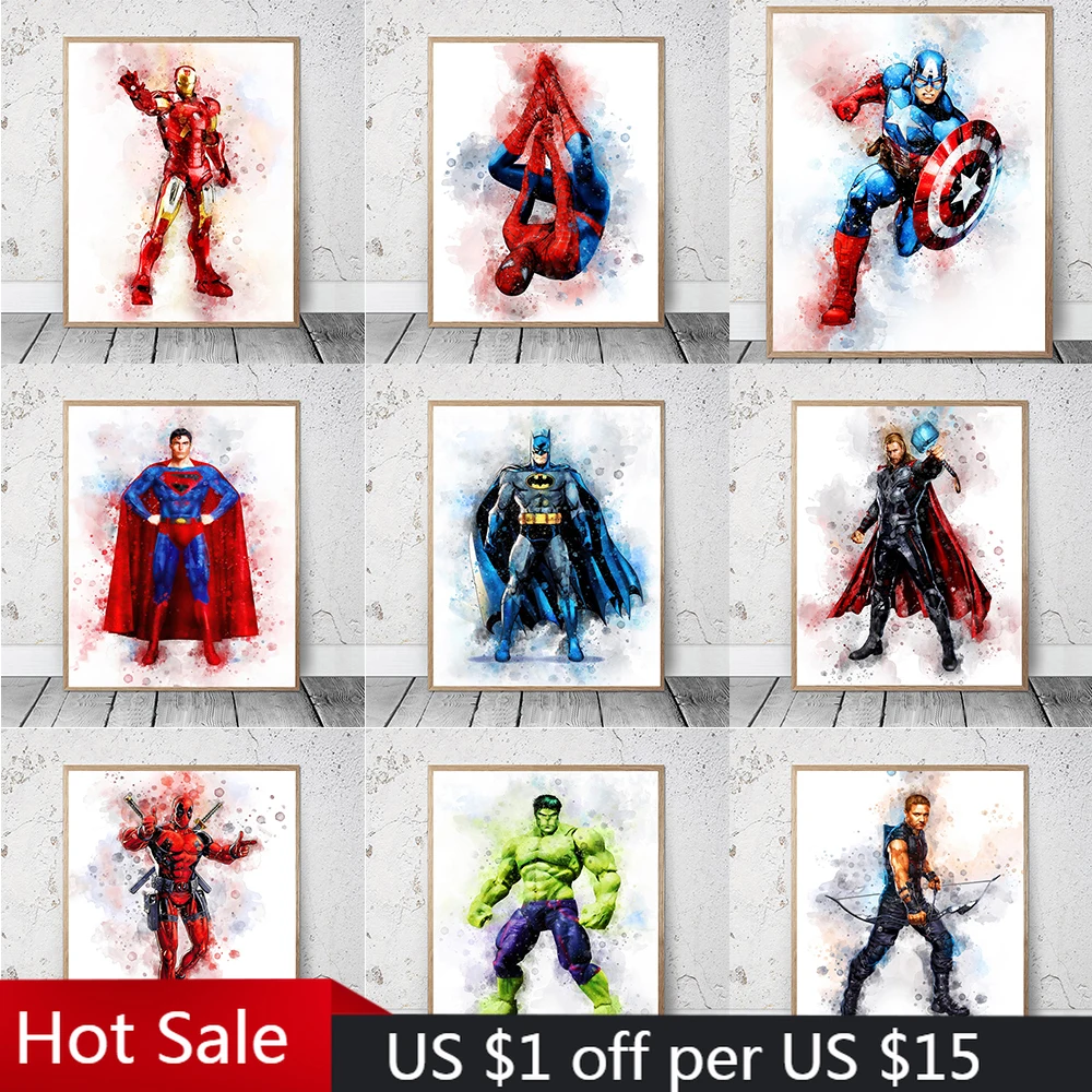 

Marvel Avengers Superhero Posters And Prints Iron Man Canvas Painting On The Wall Graffiti Art Picture Kids Bedroom Decoration
