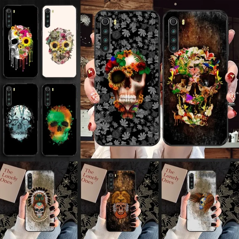 Skull Human Phone Case For Xiaomi Redmi Note 11 10 9T 8 7 Pro Redmi 10 9 9A 9C 8 7 6 Soft Black Phone Cover