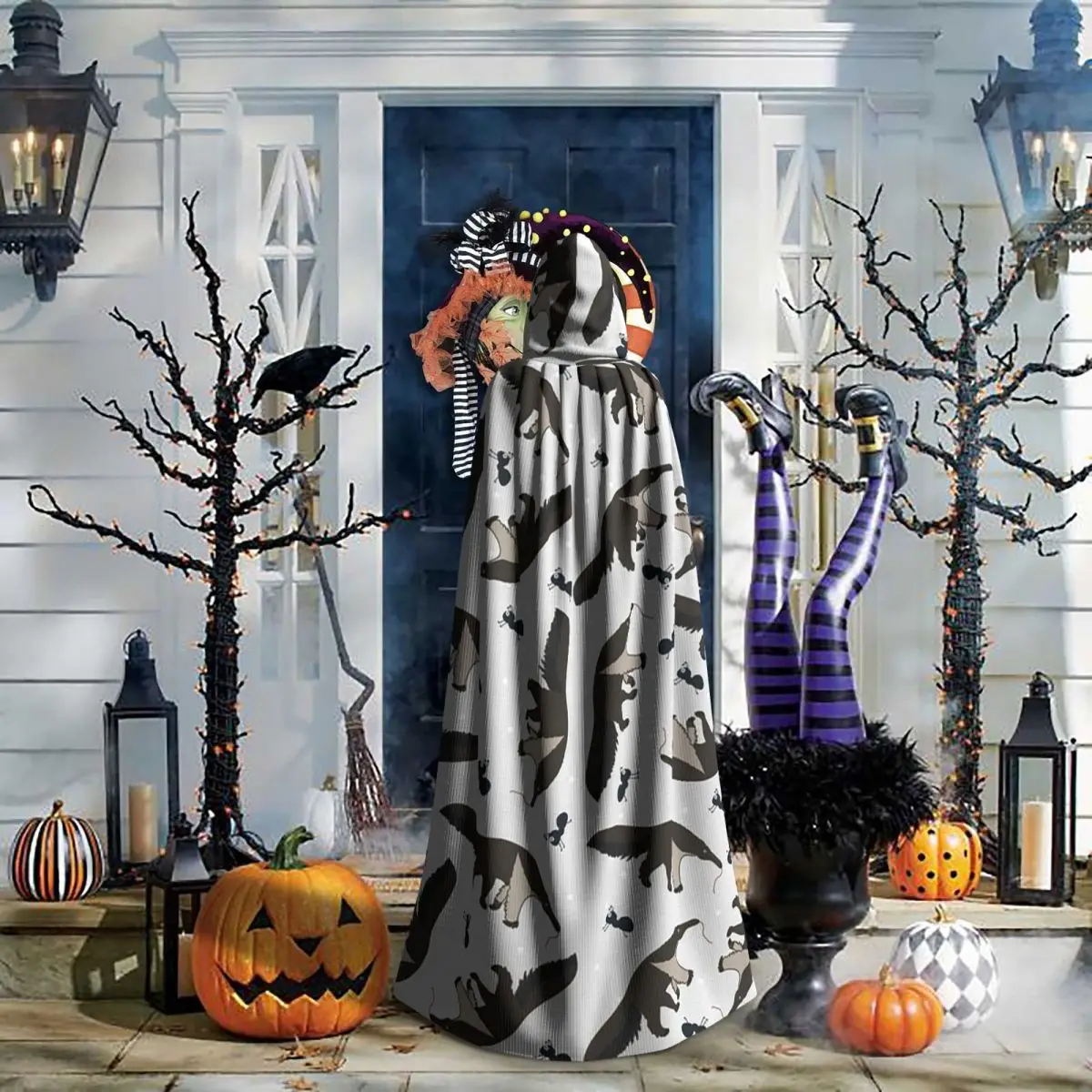 Giant Anteaters And Ants All Over Pattern Long Hooded Cloak Witch Medieval Costume Cosplay Cape HalloweenParty Adult Unisex (art.: 3920d1ddb08d2) - 3920d1ddb08d2