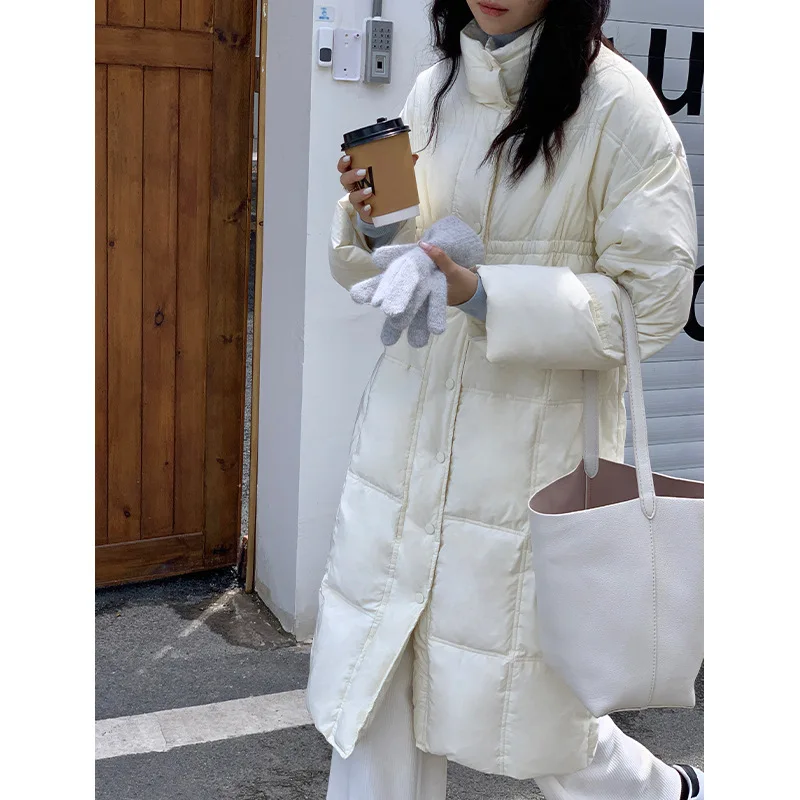 Down Jacket Women Winter Coat Simple Mid-length Stand Collar Windproof Warm 90% White Duck Jackets Long Parkas Ladies Outerwear enlarge