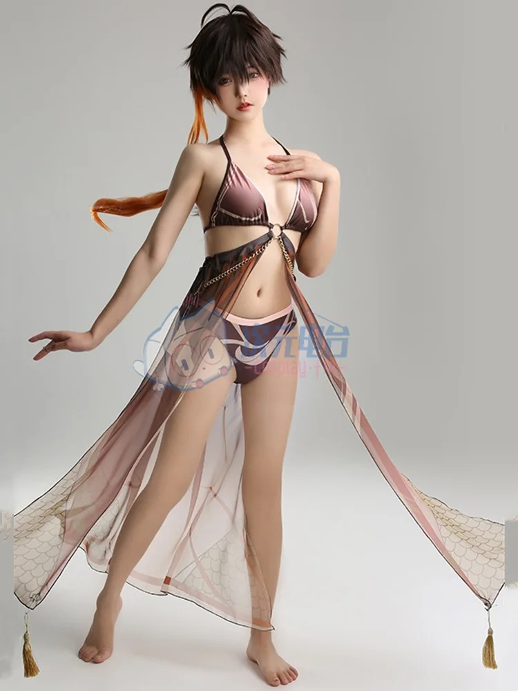 Игра Genshin Impact Косплей Hu Tao Купальник Летний аниме женские купальники 2022