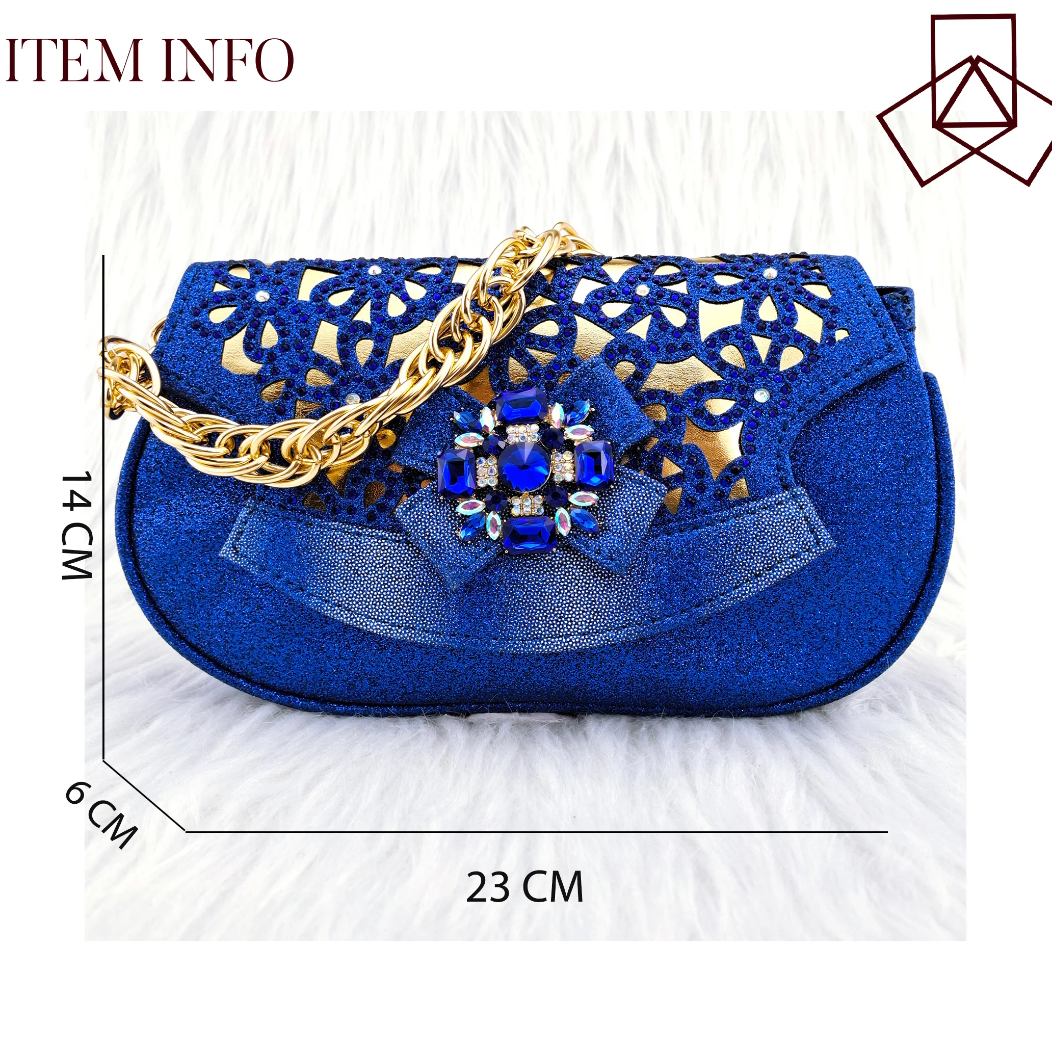 QSGFC 2023 New Product Semi-Circle Design Hollow Splicing Style Bag Big Diamond Decoration Noble Shoes