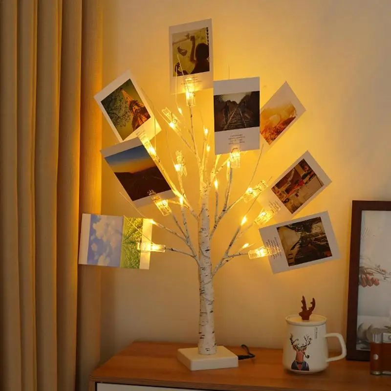 

Lighted Christmas Tree Photocard Holder Ornaments Wedding Birthday Party Supplies Christmas Table Decorations With Led Lights