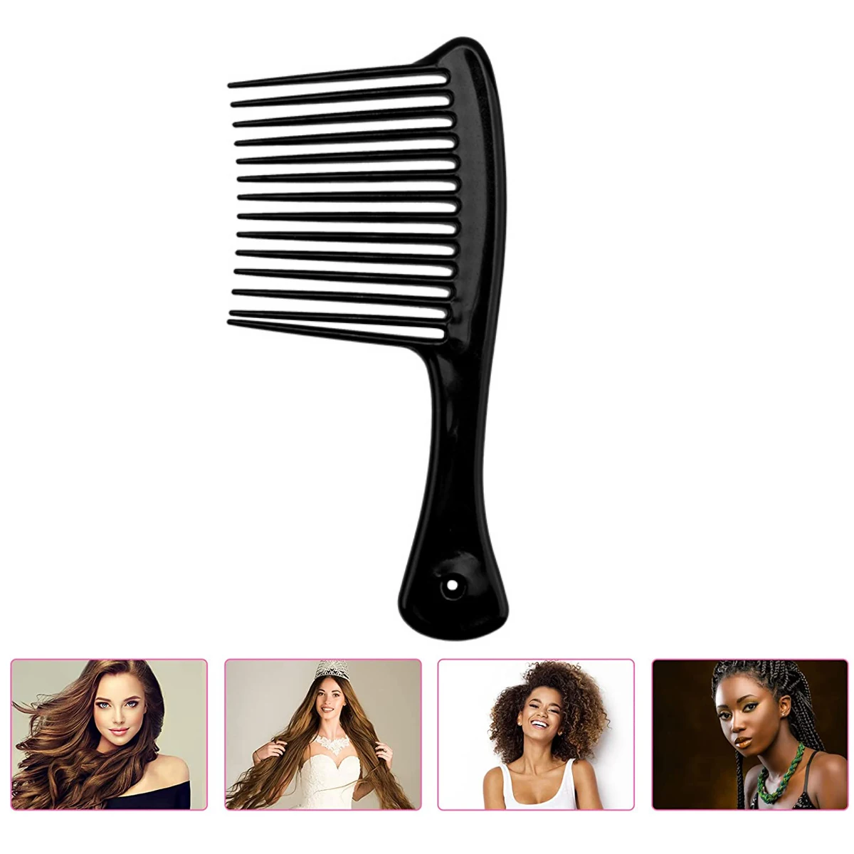 

1PC Anti-static Large Wide Tooth Comb Hairdressing Comb Women Hanging Hole Handle Grip Curly Hair Hairbrush Beauty Hair Combs