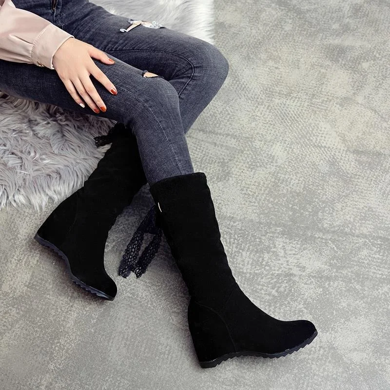 

019 New Boots Children's Winter Korean Version Versatile Inner Heightening Martin Boots Middle Tube Boots Student Frosted Short