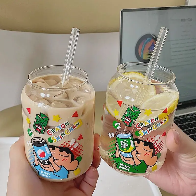 Ins Charm Cute Japanese Crayon Shin-Chan Small New Cup Soda Can Cup Coke Cup Anime Cartoon Glass Child Gift