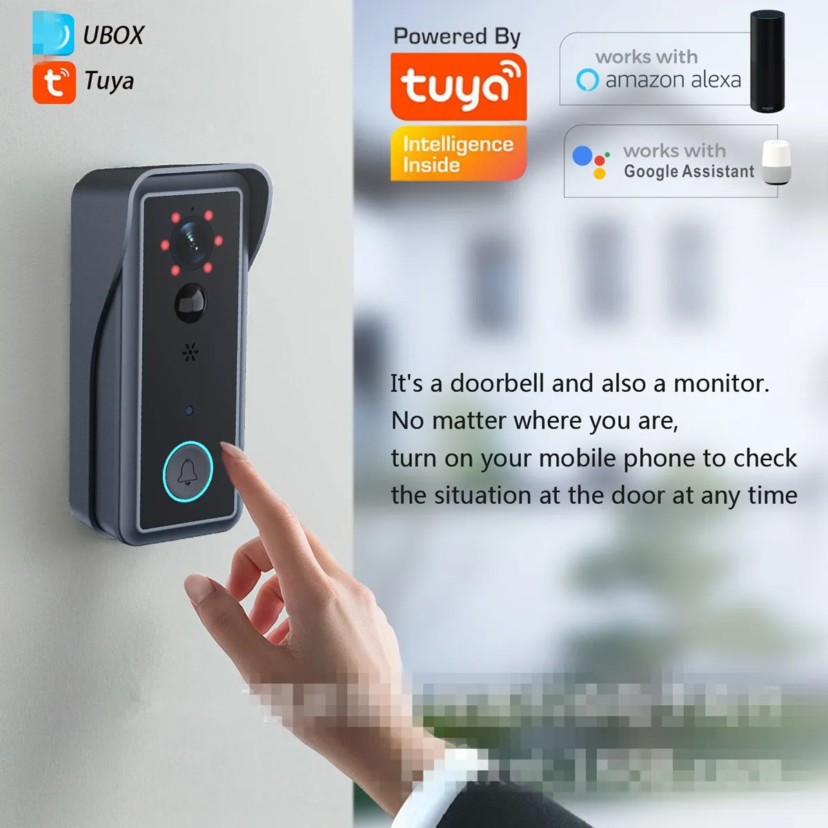 Tuya APP 2MP 1080P Wireless WIFI IP Doorbell Intercom Visual Door Viewer Wide Angle Video Door Phone Viewer Free shipping Best