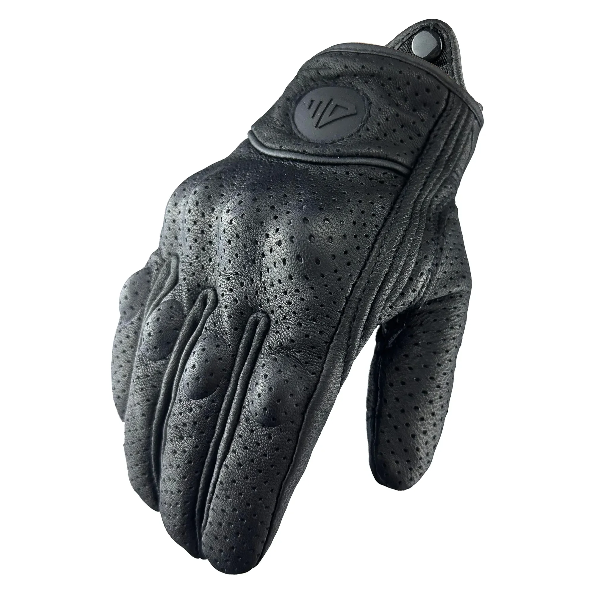 

Genuine Leather Gloves Motorcycle Motorbike Ride Race Four Seasons Breathable Protective Gears Perforation Cool