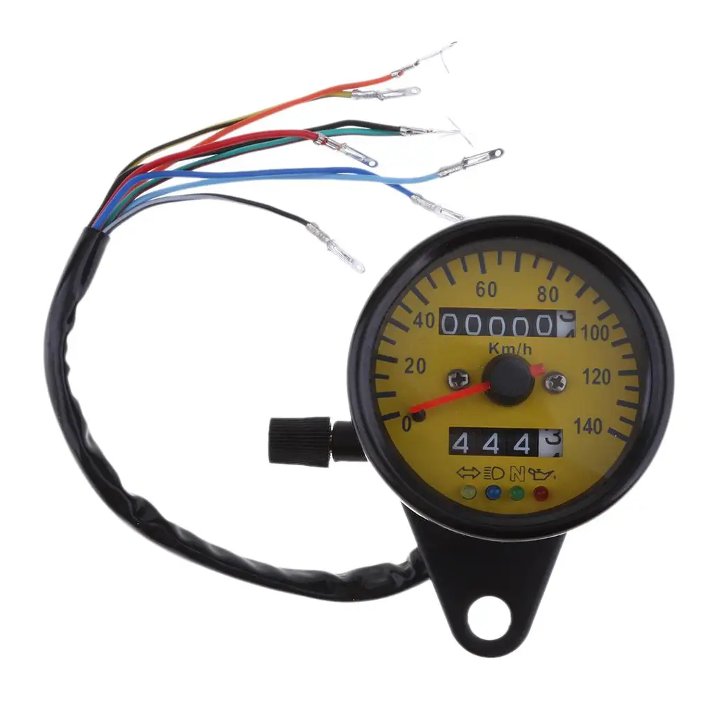 

60mm Yellow Motorcycle LED Speedometer Odometer With Indicator