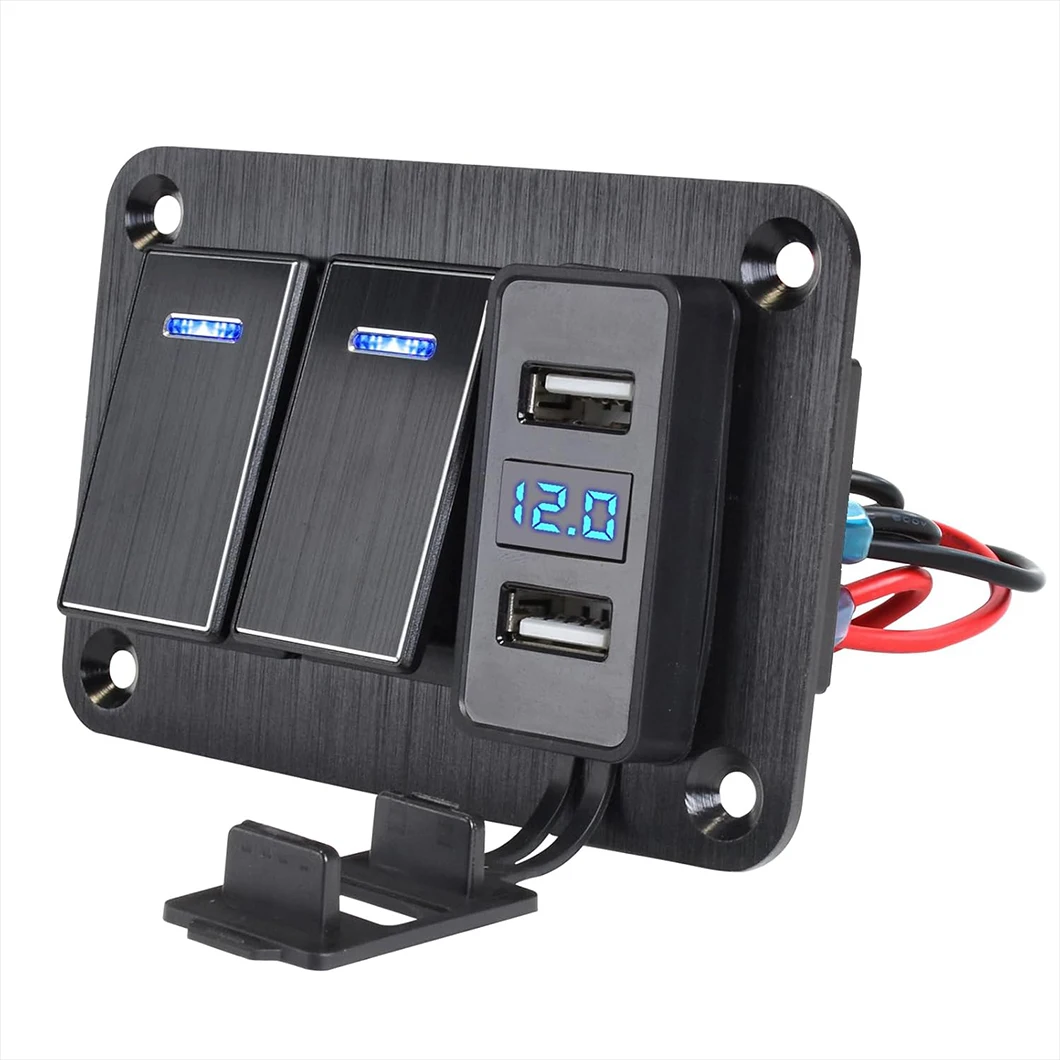 Алюминиевый черный кулисный переключатель ABILKEEN с двумя портами USB 4 8 А