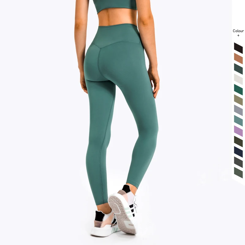 

New Naked Feeling Women's Pants Brushed Leggings For Fitness Sanded High Waist Push Up Yoga Leggings Elastic Sports Ninth Pants