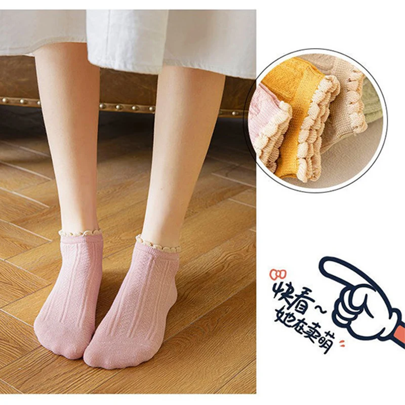 5 Pairs/Lot Cartoon Cute Cotton Low Sock Women Summer College Style Ankle Short Socks Girls Casual Breathable Street Thin Socks