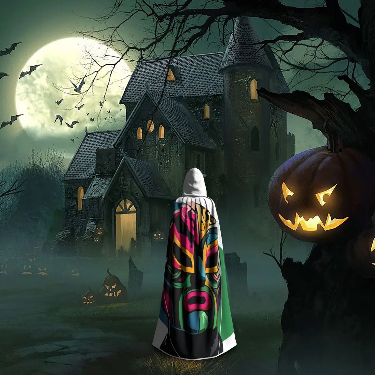 Лучо и его борьба Длинная накидка с капюшоном ведьма средневековый костюм