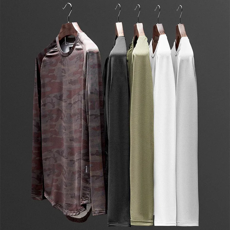 

Новинка Спортивная облегающая эластичная дышащая быстросохнущая одежда для фитнеса с длинными рукавами Мужская футболка для бега и тренир...