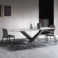 Iron Metal Dining Room Set Living Room Table Minimalist Modern Marble Italian Stone Dining Table Rectangle Big Nordic Furniture