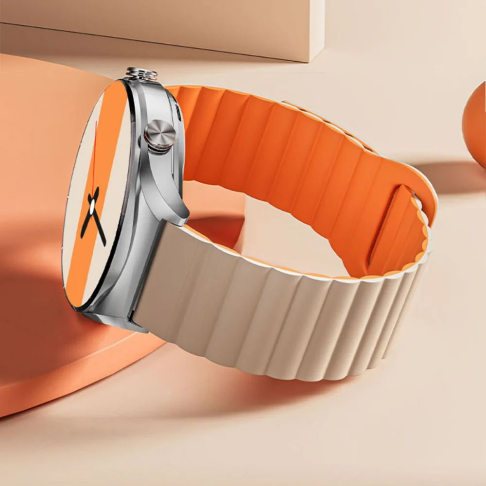 Фото Ремешок 20 мм 22 мм для Samsung Galaxy watch 7/6/5/4/5pro/6 Classic/FE 40/44 мм, силиконовый браслет с магнитным ремешком huawei GT 4-3-pro-2e №2