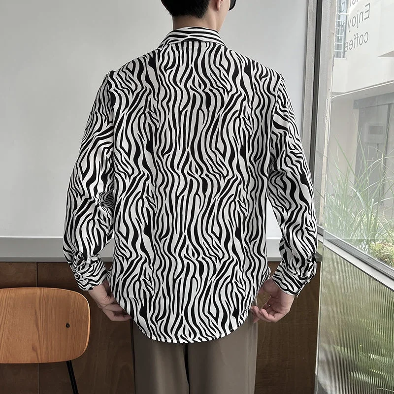 Autumn Striped Shirt Men Slim Fashion Social Mens Dress Shirts Korean Casual Long Sleeve Shirts Mens Formal Shirts M-3XL