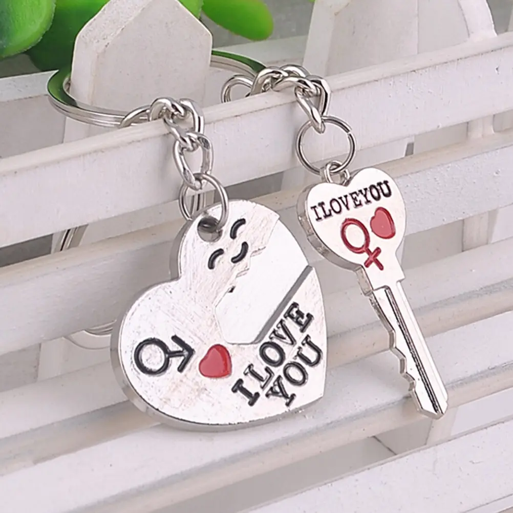 

Love Heart Lock Key Chains Valentine Day Gift Rings Bag Jewelry Wedding Trinket Key Ring Bag Accessories