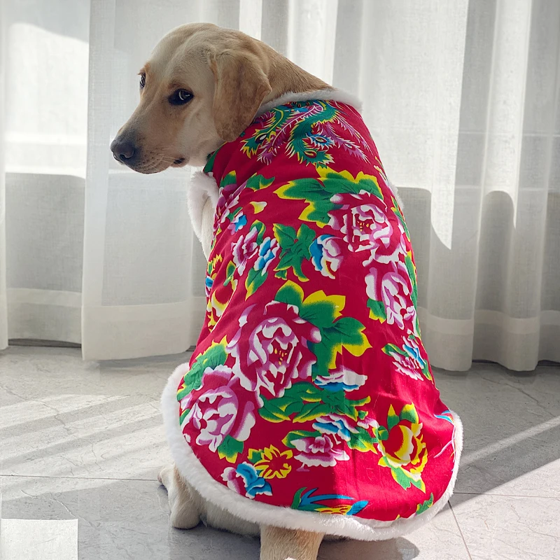 

Chinese New Year Dog Clothing Winter Big Large Dog Clothes Coat Jacket Samoyed Husky Labrador Golden Retriever Costume Garment S