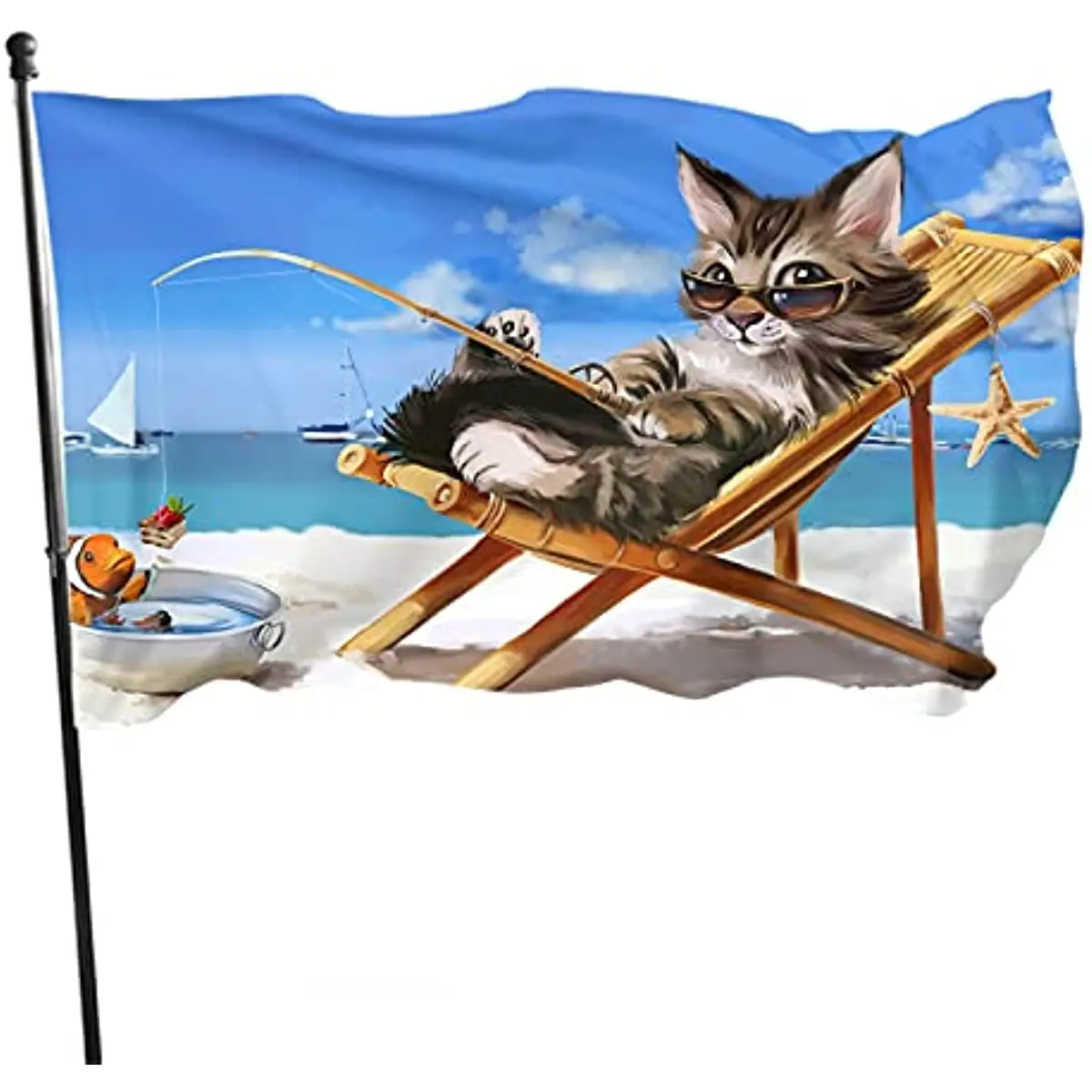 

Милый котенок для рыбалки кавайный Кот пляжное кресло Садовый флаг домик флаг декоративное Патио крыльцо лужайка (3x5 футов)