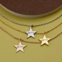 custom star pendant stainless steel necklace personalized engraved name letter choker new women jewelry gift collares para mujer
