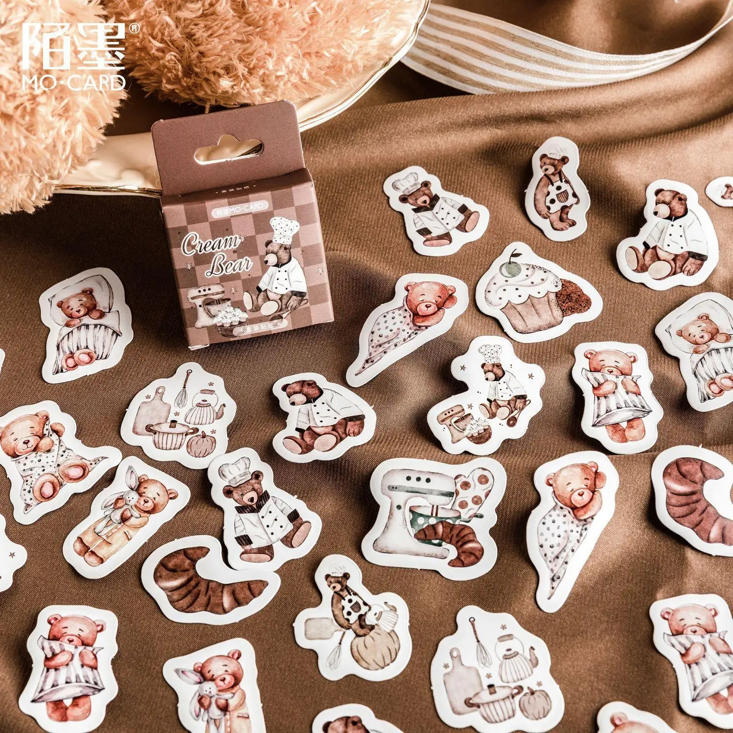 

45Pcs Cute Cartoon Bear Boxed Stickers Decorative Scrapbooking Label Diary Stationery Album Phone Journal Planner