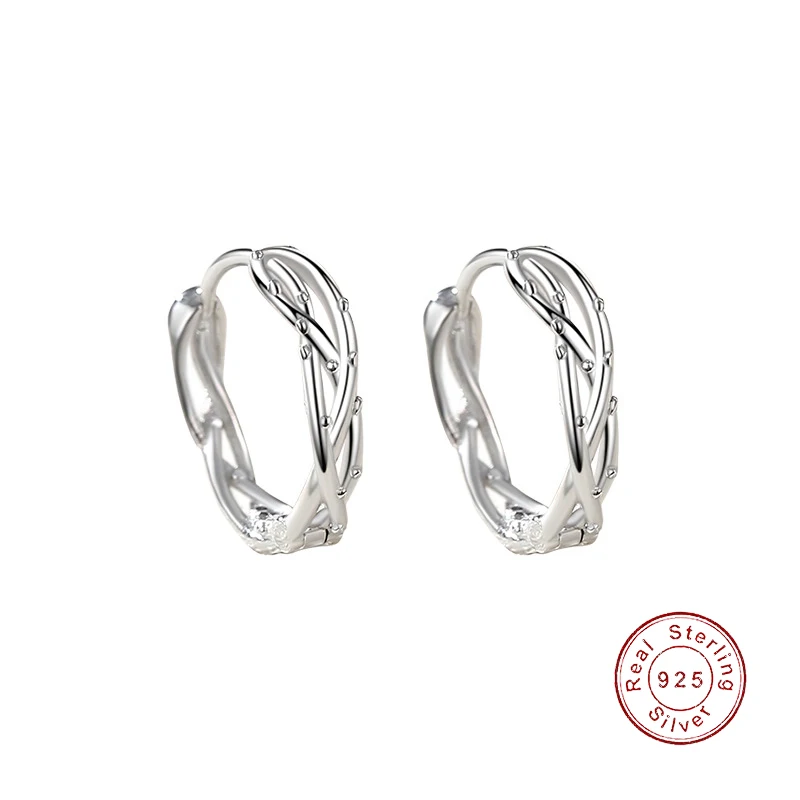 

European Thorns Branch S925 Sterling Silver Earrings Buckles For Women Jewelry Birthday Party Gift+box