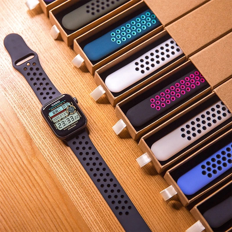 

Silicone Strap For apple Watch band 45mm 41mm 44mm 40mm 38mm 42mm Breathable Accessories watchband bracelet iWatch 7 SE 6 5 4 3