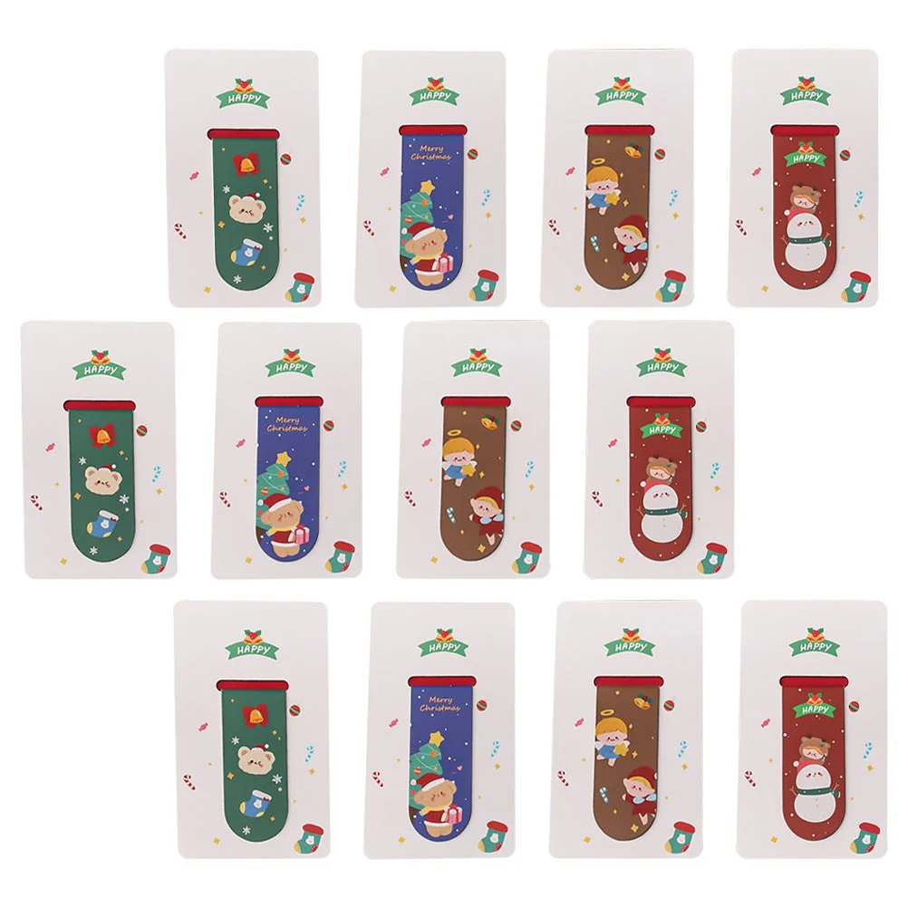 

12 Pcs Magnetic Bookmarks Christmas Page Clip For Students Reading Mini Nice Bend-able Decoration Child