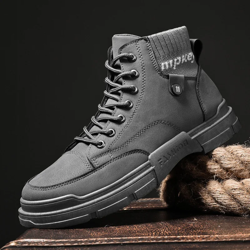 

Men Boots 2021 New Outdoor Tooling Booties Lace-up Men Shoes Fashion Retro Working Martin Boots Platform Shoes Zapatos De Hombre