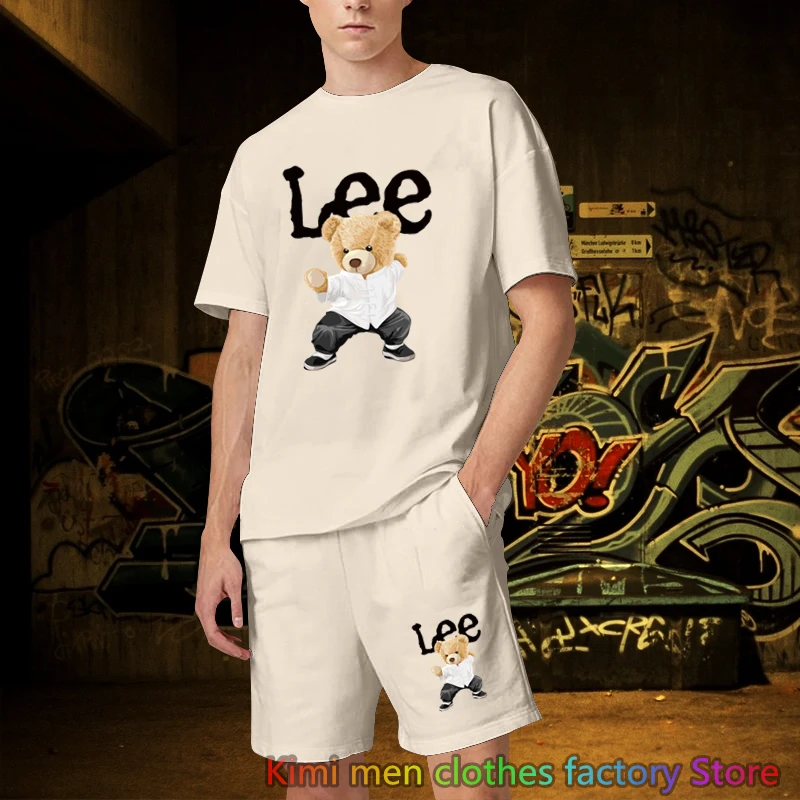 Jogging suit Brand Printed TShirts Shorts Sets Cotton Set Men Oversized 2 Piece Outfits Sets for Men Summer Streetwear Tracksuit