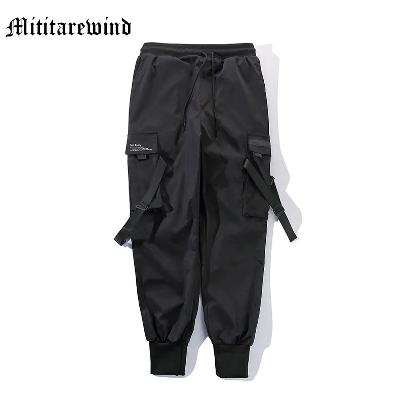 

Брюки-карго мужские с завязкой на лодыжке, уличная спортивная одежда в стиле хип-хоп, Свободные мешковатые однотонные всесезонные повседневные штаны