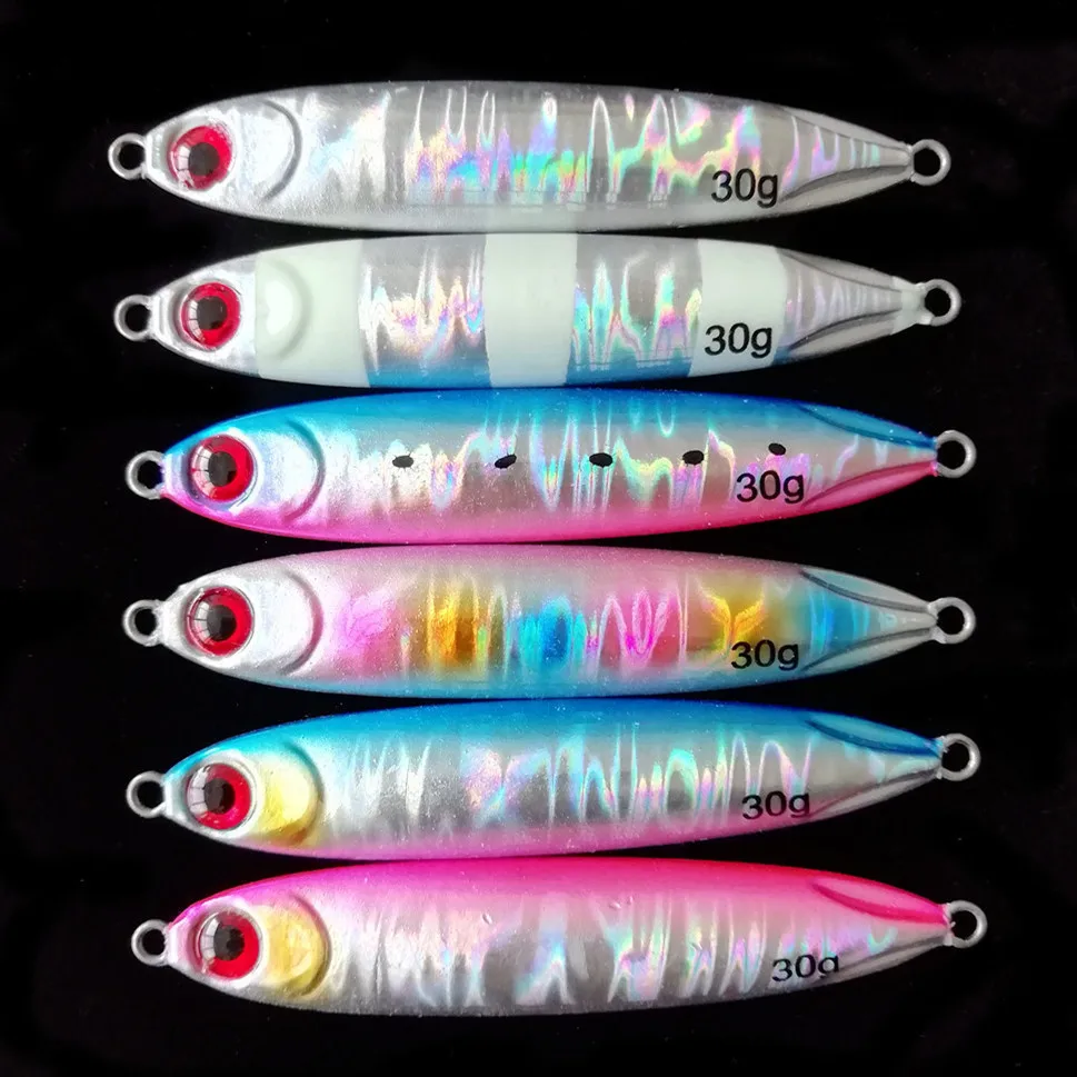 

6pcs 65mm 30g jig Shone Hard Bait Fishing Metal jigger Lure Accessories Colorful Crankbait Minnow Sinking Spinning Baits