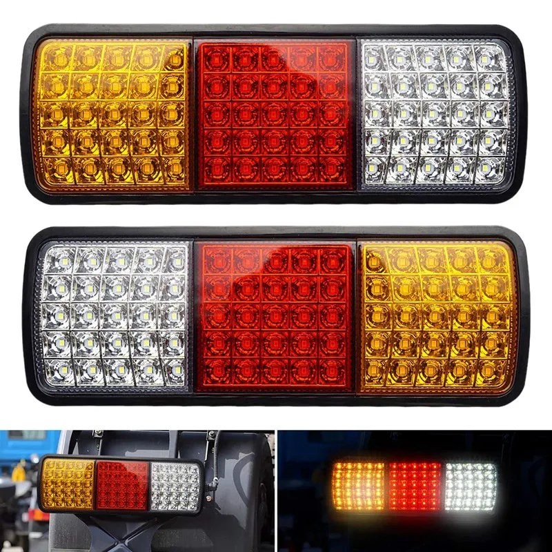 

2Pcs 75 LED Truck Tail Lights 12V Amber Red White Turn Signal Running Brake Trailer Taillight Bar Waterproof Lamp