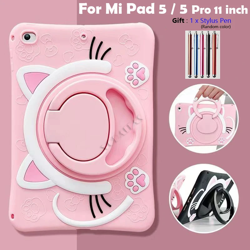 

For Xiaomi Mi Pad 5 Pro Case Soft Bubble Silicone Kids Cover For MiPad 5 Pro 2021 11 Inch Tablet Stand Case With Shoulder Strap