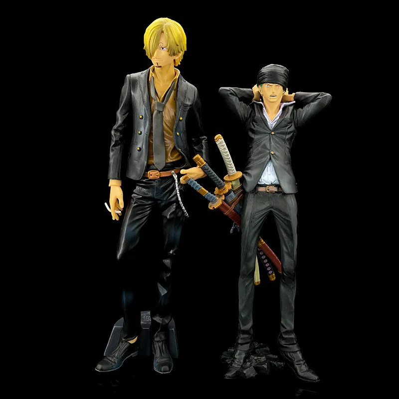 

29cm ONE PIECE Anime GK Roronoa Zoro Figure Sanji BigTable Decoration Figurine Black Suit Model Luffy Collection Toys Gifts