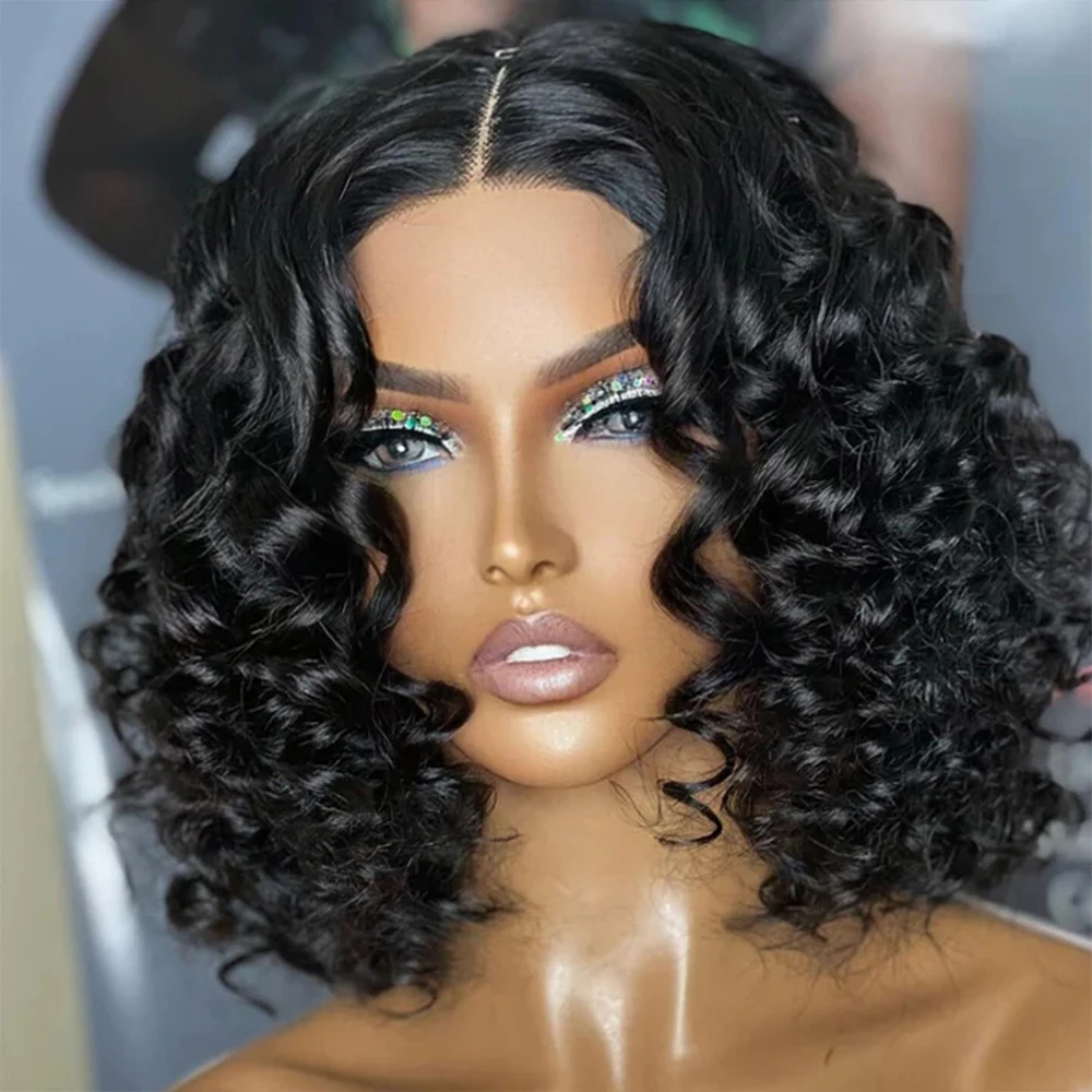 

Transparent Human Hair Curly Wig 250 Density Preplucked 13x4 Lace Frontal Wigs Women Brazilian Remy 4x4 Closure Wigs Bob