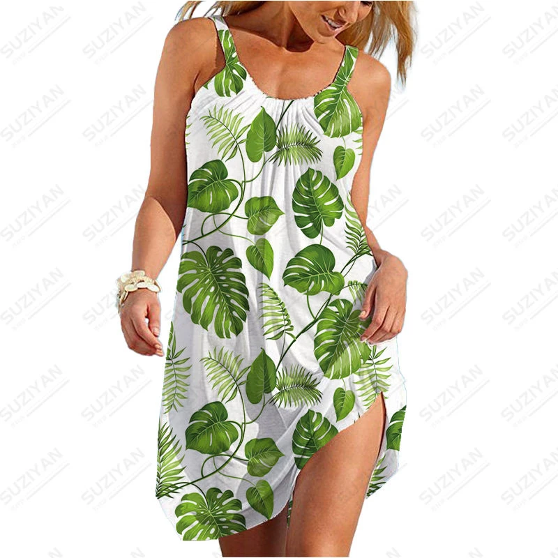 

Модная темпераментная пляжная юбка с 3D принтом, свободная Солнцезащитная юбка, пикантное платье без рукавов, летняя пляжная юбка, Повседневное платье на бретелях