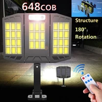 garden solar lamps outdoor 648 cob wall lamp waterproof motion sensor security lights with remote for garden led street light