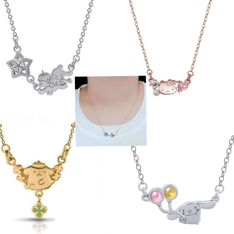

Ожерелье из серебра пробы с изображением Каваий санриос, коричной Hello Kittys