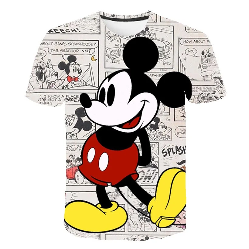 

Летняя футболка для мальчиков и девочек с 3D Микки Маусом модная мультяшная футболка в стиле Харадзюку забавная Повседневная фотография с коротким рукавом
