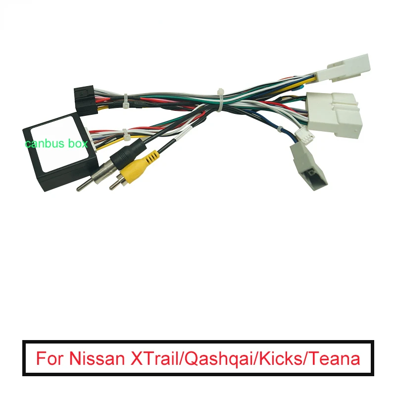 Car 16pin Audio Wiring Harness With Canbus Box For Nissan XTrail/Qashqai/Kicks/Teana Stereo Installation Wire Adapter