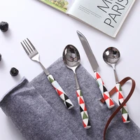classic ceramic cutlery set designer portable serving breakfast picnic set fork spoon travel kitchen dessert faqueiro tableware