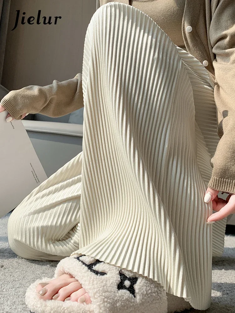 Jielur Плотные свободные простые офисные женские брюки с карманами новые тонкие