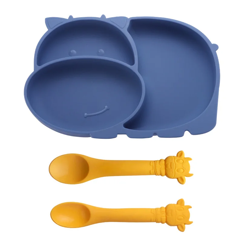 

Baby Silicone Plate Set Self-Feeding Antislip Saucer Suction Children's Tableware Silicone Dish for Baby-Led Weaning Baby Plate